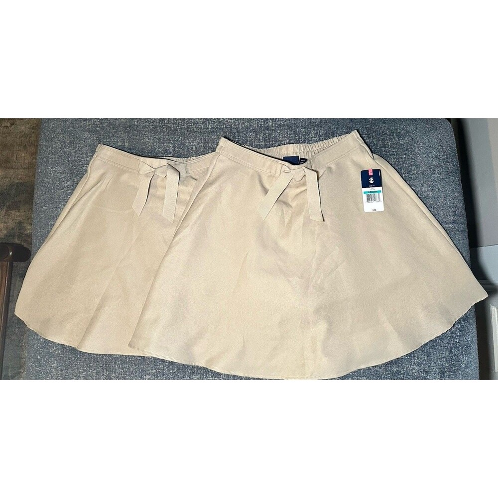 Set Of 2 Izod Girls Khaki School Uniform Skort Size 16 Stretch Hidden Shorts